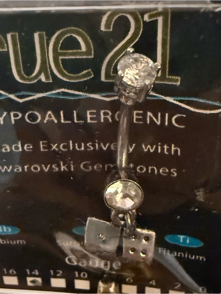Rue21 Silver Dangle Belly Ring With Silver Dice 11$